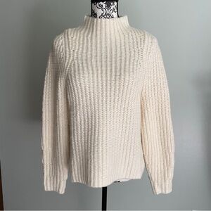 Leith Mock Neck Sweater Pullover Long Sleeve Cream Knit Women’s Sz Medium